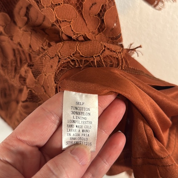 Savanna Jane Rust Brown Lace Blouse Size 2X Boho Career Fall Romantic - Picture 4 of 7